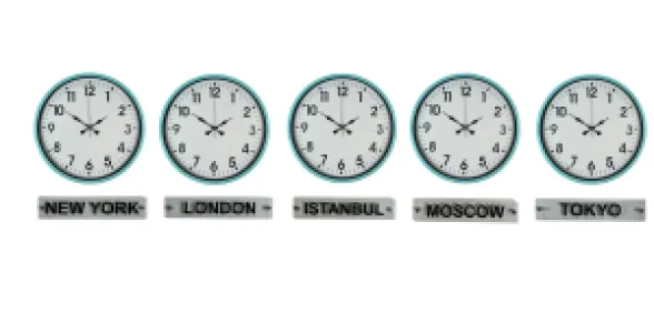 Turkuaz Metal 5'li Tabelalı Dünya Saati 36 cm · Model DS-5XPP-3601T+T