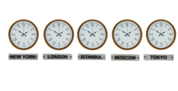 Turuncu Metal 5'li Tabelalı Dünya Saati 36 cm · Model DS-5XPP-3655O+T