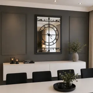 Aynalı Siyah Metal Duvar Saati 110 x 110 x 15 · Model A9065B