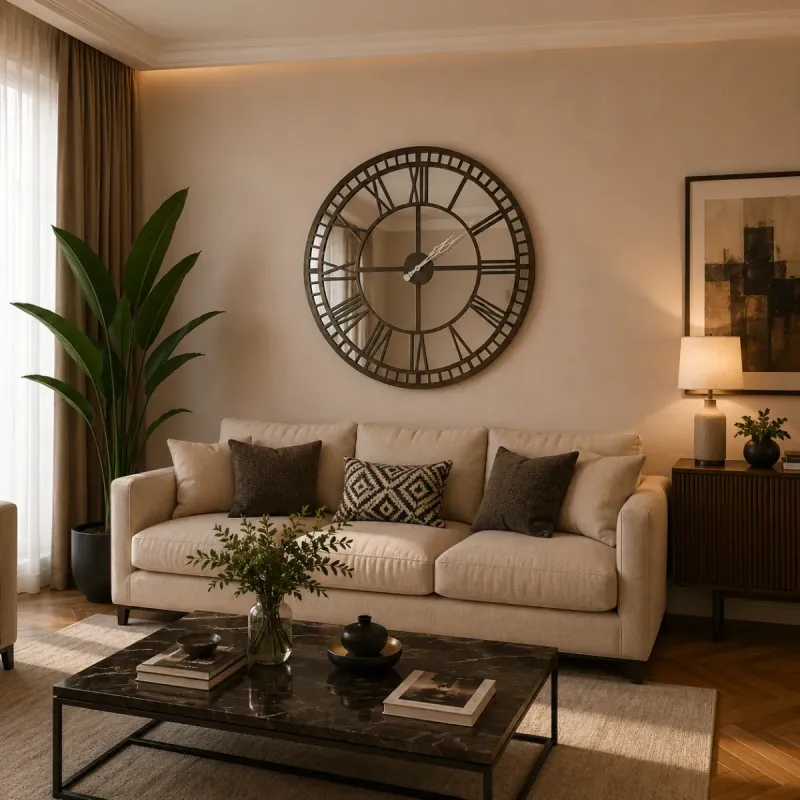 Aynalı Eskitme Metal Duvar Saati 110 x 110 x 15 · Model A100E
