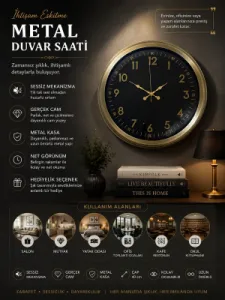 Eskitme Metal Duvar Saati 40 cm · Model 4006E
