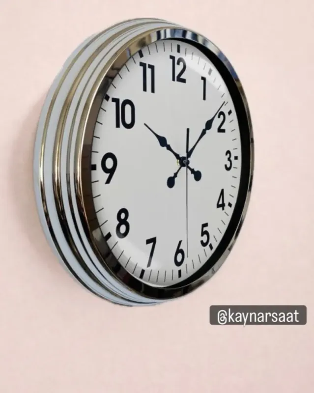 40x40 Krom Metal Duvar Saati