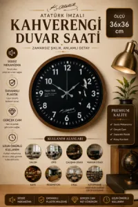 Kahverengi Plastik Duvar Saati 36 cm · Model PP-3649I