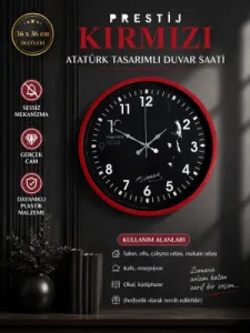Kırmızı Plastik Duvar Saati 36 cm · Model PP-3649R