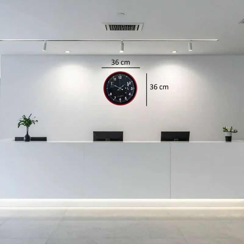 Kırmızı Plastik Duvar Saati 36 cm · Model PP-3649R