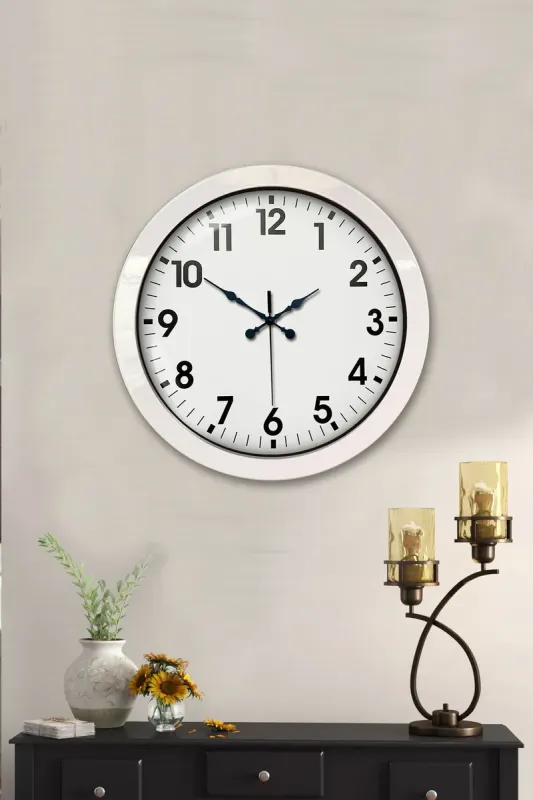 Beyaz Metal Duvar Saati 36 cm · Model 3601W