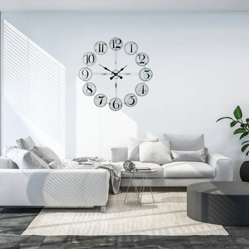 Beyaz Metal Duvar Saati 80 cm · Model 8003W