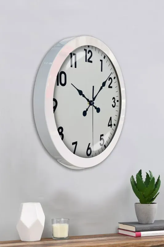 Beyaz Metal Duvar Saati 36 cm · Model 3601W