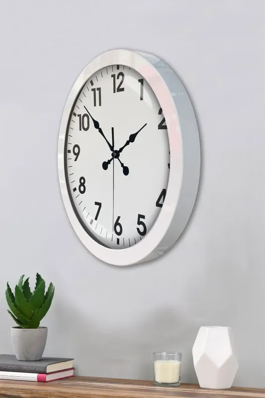 Beyaz Metal Duvar Saati 36 cm · Model 3601W