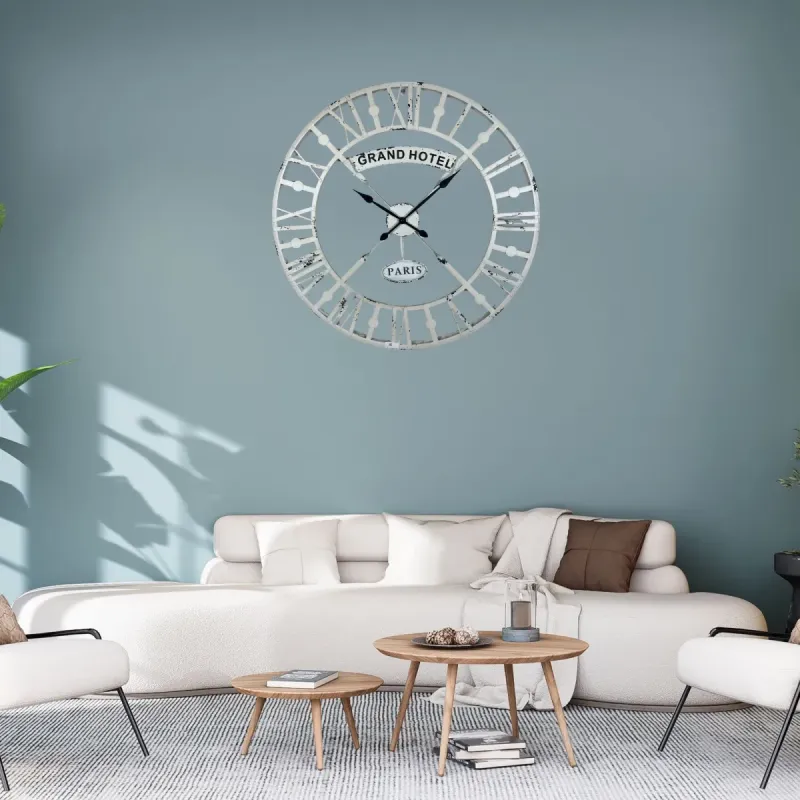Beyaz Metal Duvar Saati 73 cm · Model 7303W