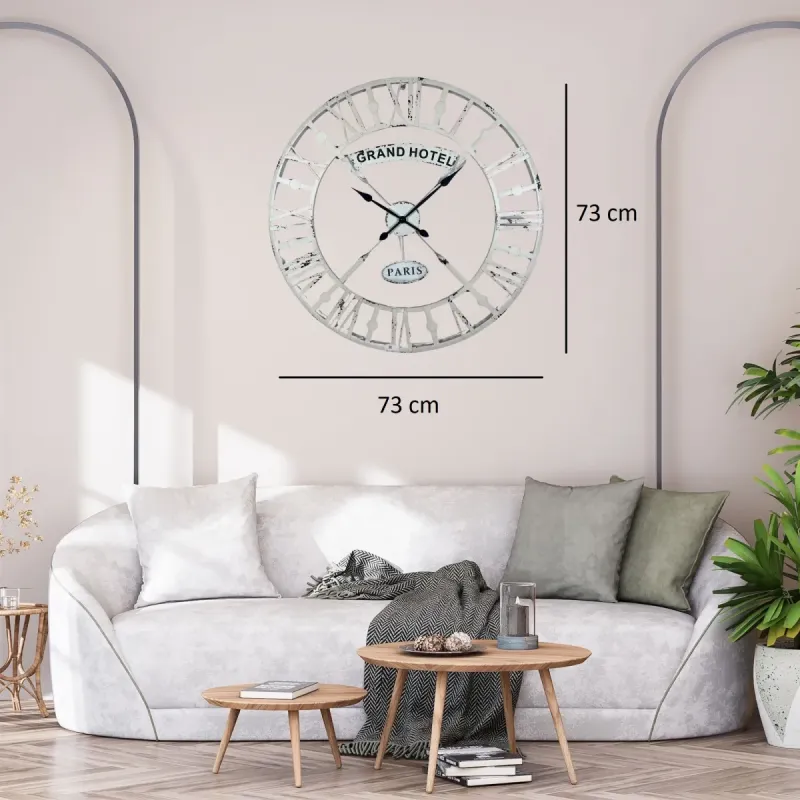 Beyaz Metal Duvar Saati 73 cm · Model 7303W