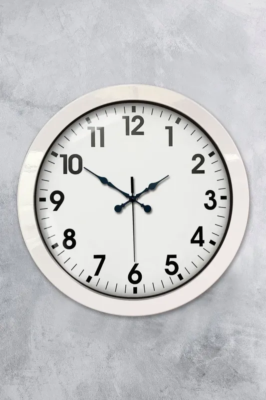 Beyaz Metal Duvar Saati 36 cm · Model 3601W