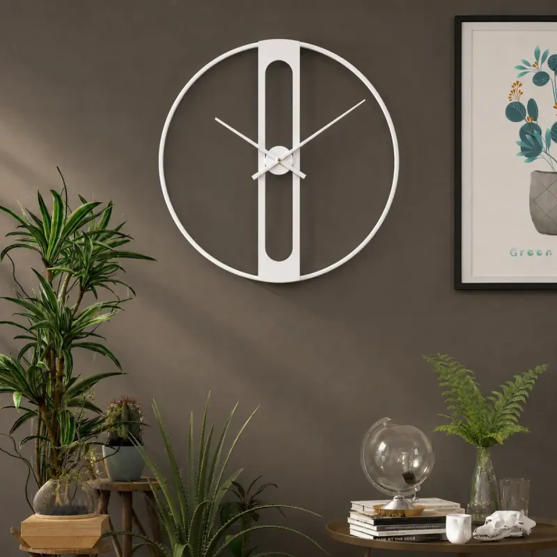 Beyaz Metal Duvar Saati 60 cm · Model 60İ-W