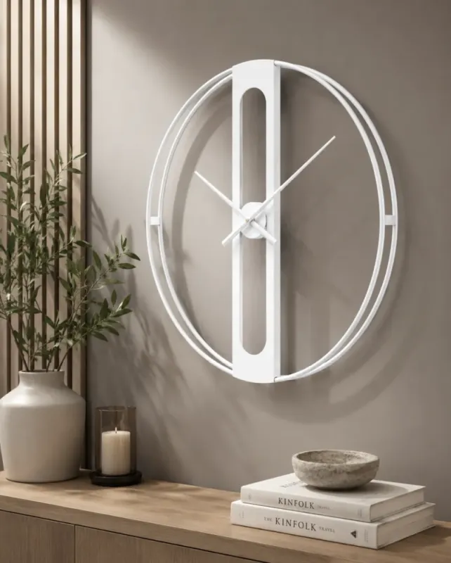 Beyaz Metal Duvar Saati 60 cm · Model 60İ-W
