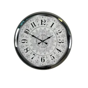 Desenli Krom Metal Duvar Saati 52 cm · Model 5219K