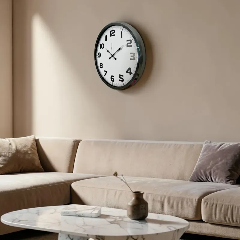 Krom Metal Duvar Saati 52 cm · Model 5236K