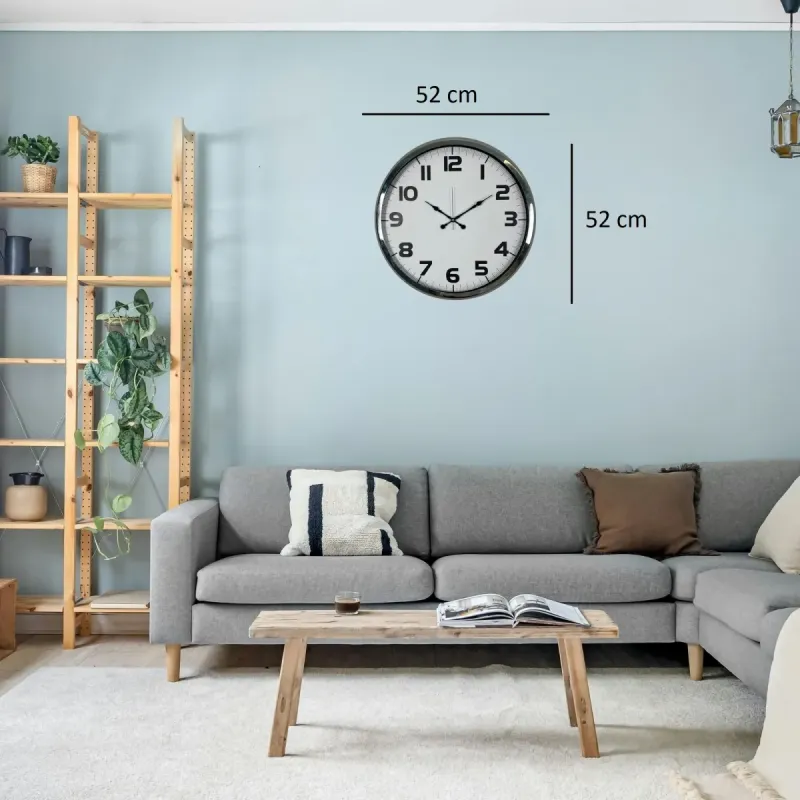 Krom Metal Duvar Saati 52 cm · Model 5236K