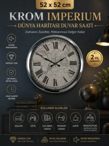 Krom Metal Duvar Saati 52 cm · Model 5257K