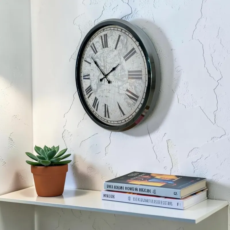 Krom Metal Duvar Saati 52 cm · Model 5257K