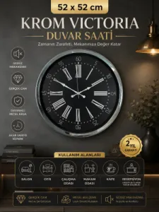 Krom Metal Duvar Saati 52 cm · Model 5259K