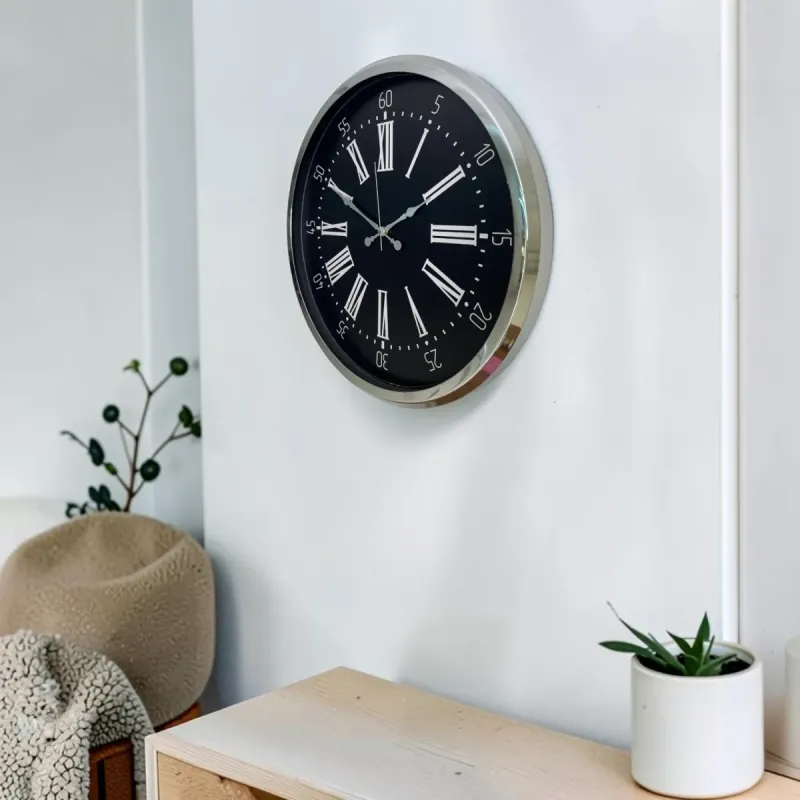 Krom Metal Duvar Saati 52 cm · Model 5259K