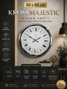 Krom Metal Duvar Saati 52 cm · Model 5263K