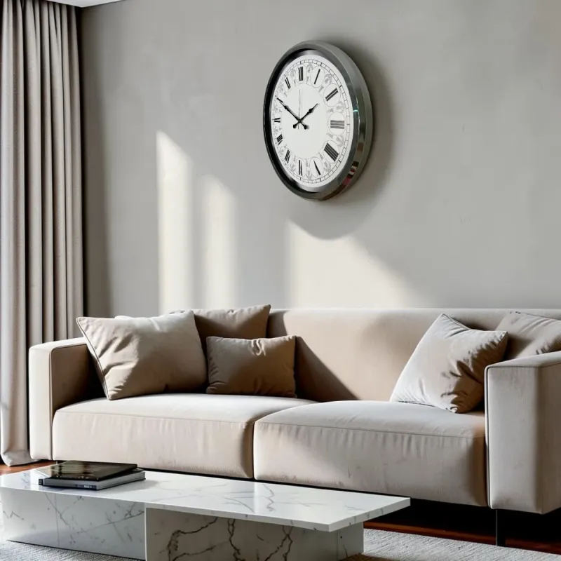 Krom Metal Duvar Saati 52 cm · Model 5263K