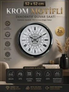 Krom Metal Duvar Saati 52 cm · Model 5269K