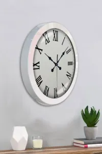 Roma Rakamlı Beyaz Metal Duvar Saati 36 cm · Model 3654W