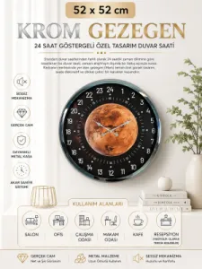 Göstergeli Krom Metal Duvar Saati 52 cm · Model 5295K