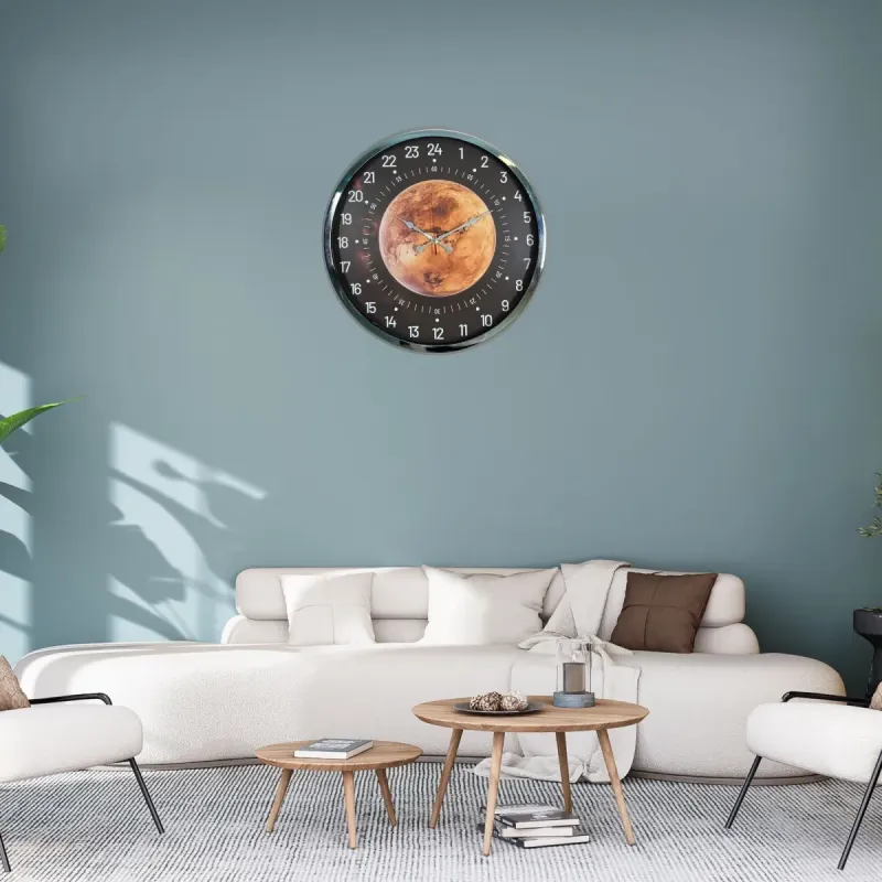 Göstergeli Krom Metal Duvar Saati 52 cm · Model 5295K
