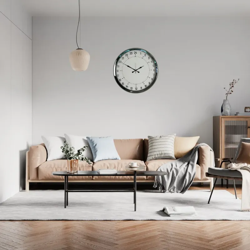 Göstergeli Krom Metal Duvar Saati 52 cm · Model 5297K