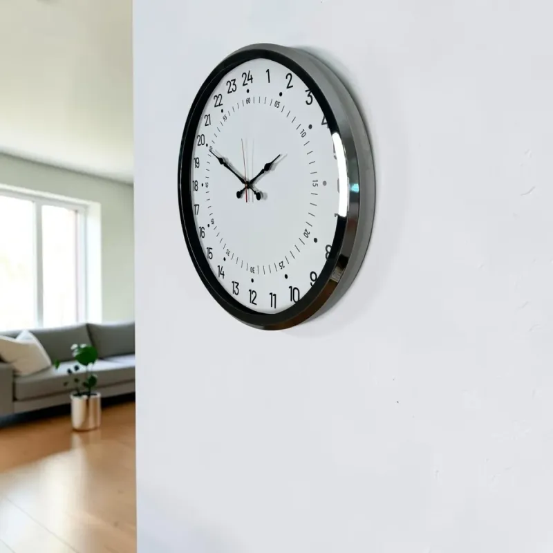 Göstergeli Krom Metal Duvar Saati 52 cm · Model 5297K