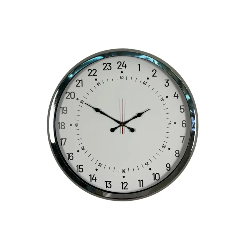 Göstergeli Krom Metal Duvar Saati 52 cm · Model 5297K