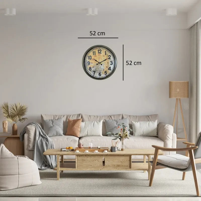 Eskitme Metal Duvar Saati 52 cm · Model 5214E