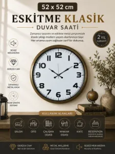 Eskitme Metal Duvar Saati 52 cm · Model 5236E