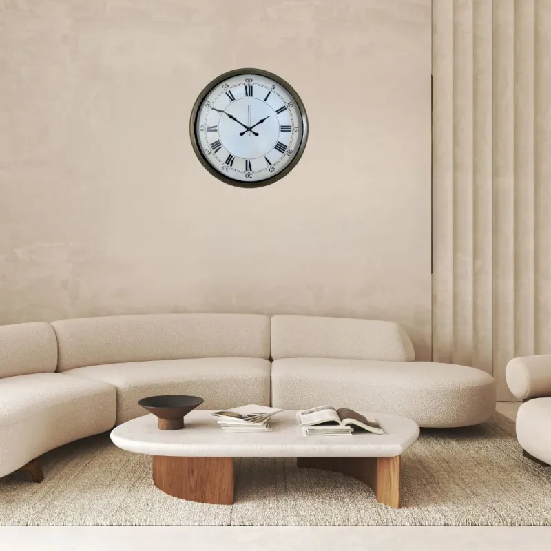 Roma Rakamlı Retro Görünümlü Eskitme Metal Duvar Saati 52 cm · Model 5256E