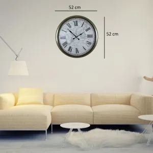 Roma Rakamlı Eskitme Metal Duvar Saati 52 cm · Model 5257E