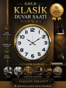 Gold Metal Duvar Saati 52 cm · Model 5236G