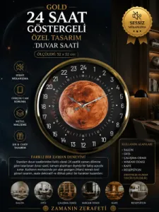 Göstergeli Gold Metal Duvar Saati 52 cm · Model 5295G