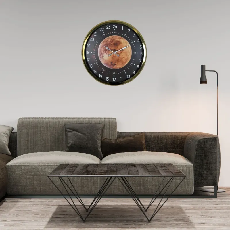 Göstergeli Gold Metal Duvar Saati 52 cm · Model 5295G