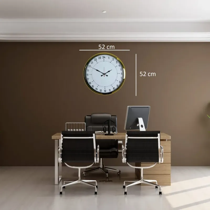 Göstergeli Gold Metal Duvar Saati 52 cm · Model 5297G