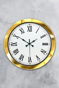 Roma Rakamlı Gold Metal Duvar Saati 36 cm · Model 3654G