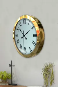 Roma Rakamlı Gold Metal Duvar Saati 36 cm · Model 3654G