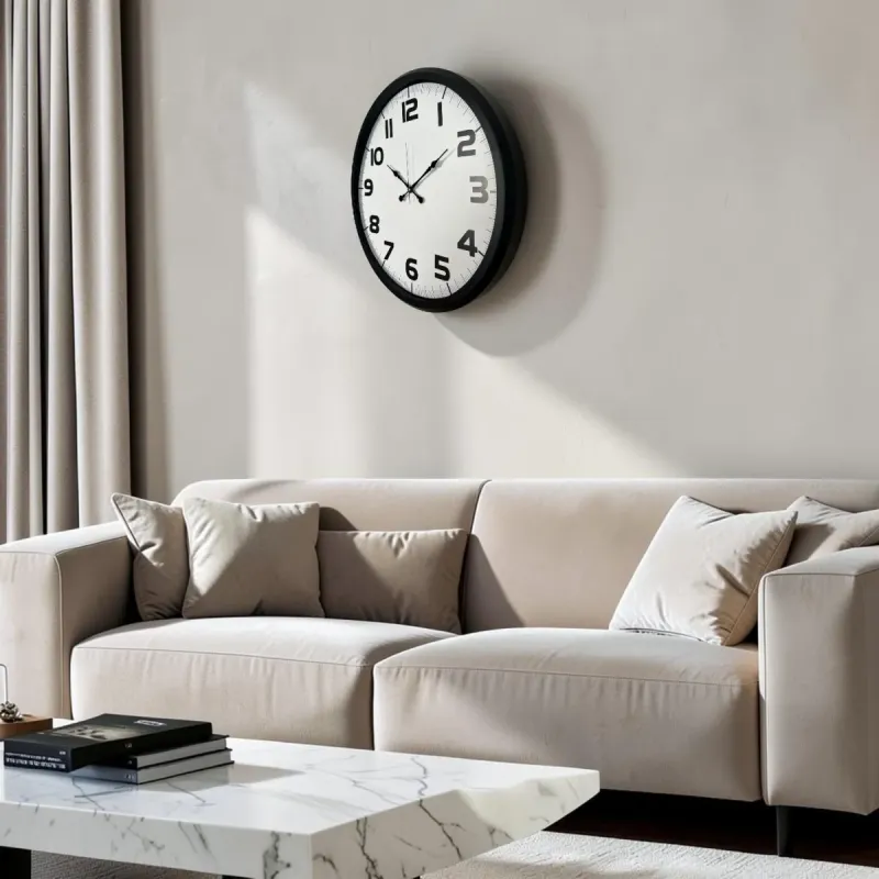 Siyah Metal Duvar Saati 52 cm · Model 5236B