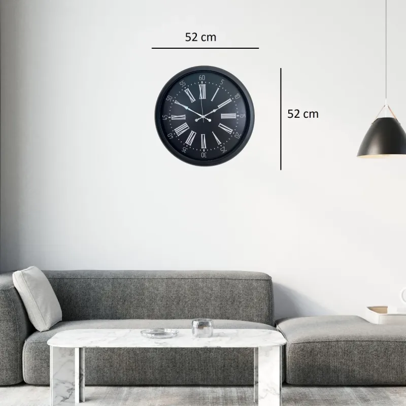 Siyah Metal Duvar Saati 52 cm · Model 5259B