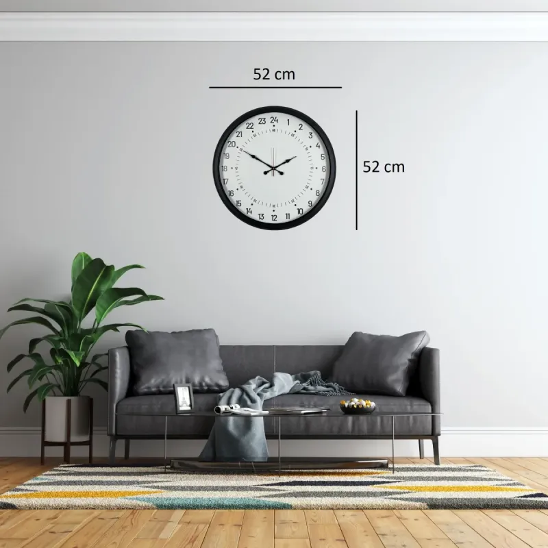 Göstergeli Siyah Metal Duvar Saati 52 cm · Model 5297B