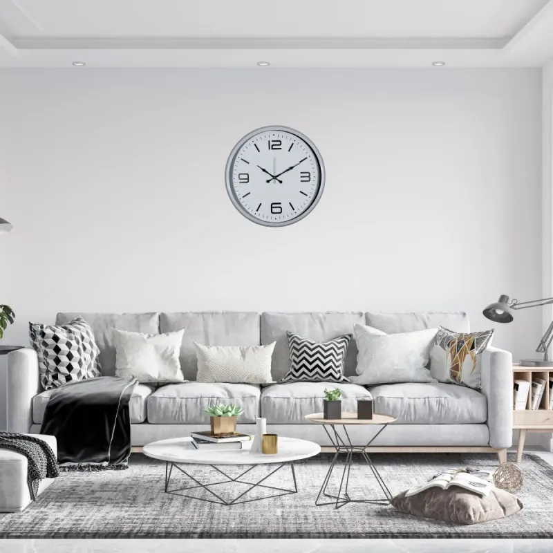 Beyaz Metal Duvar Saati 52 cm · Model 5208W