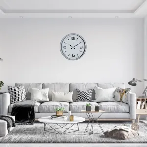 Beyaz Metal Duvar Saati 52 cm · Model 5208W