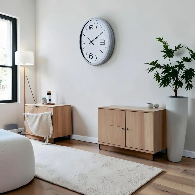 Beyaz Metal Duvar Saati 52 cm · Model 5208W